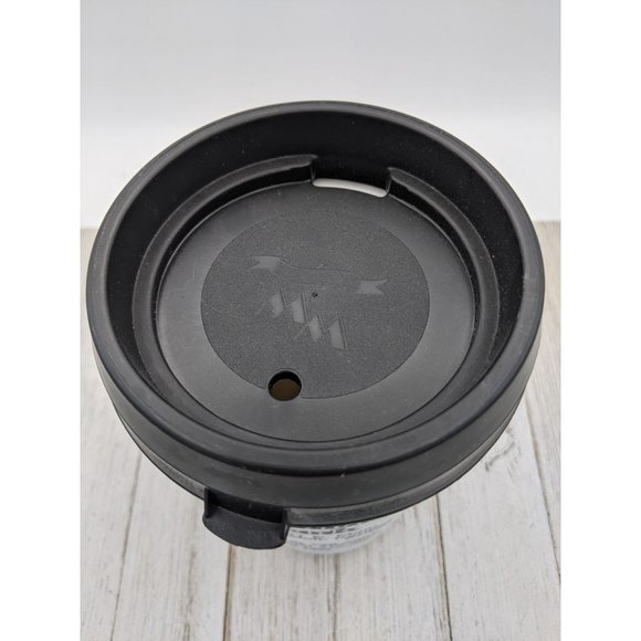 Vintage Thermal Black Gray 24oz Large Insulated Mug Cup Thermos w/Lid Bank Ads B - Picture 2 of 6